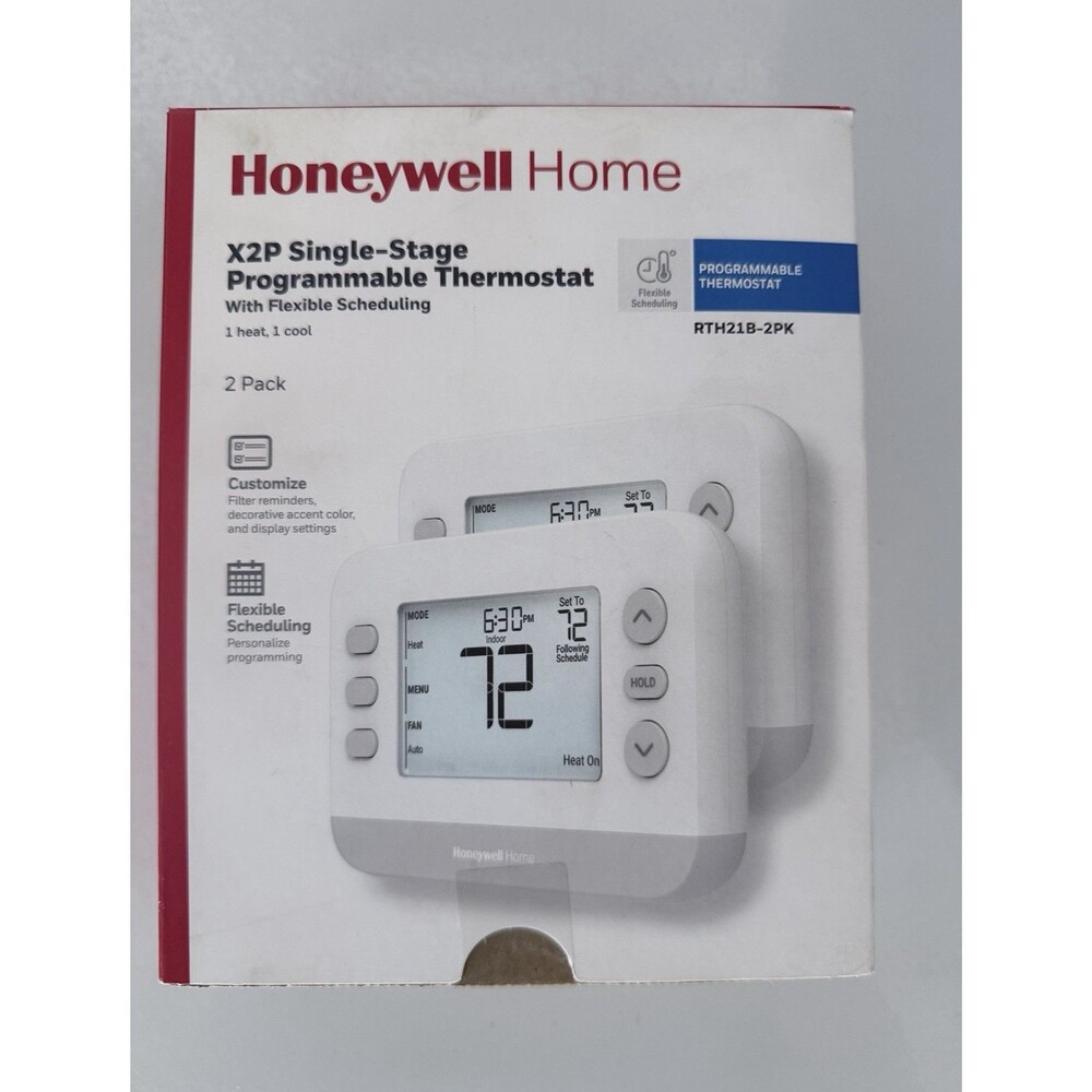 Honeywell Home X2P Single-Stage Programmable Thermostat 2-Pack RTH21B-2PK